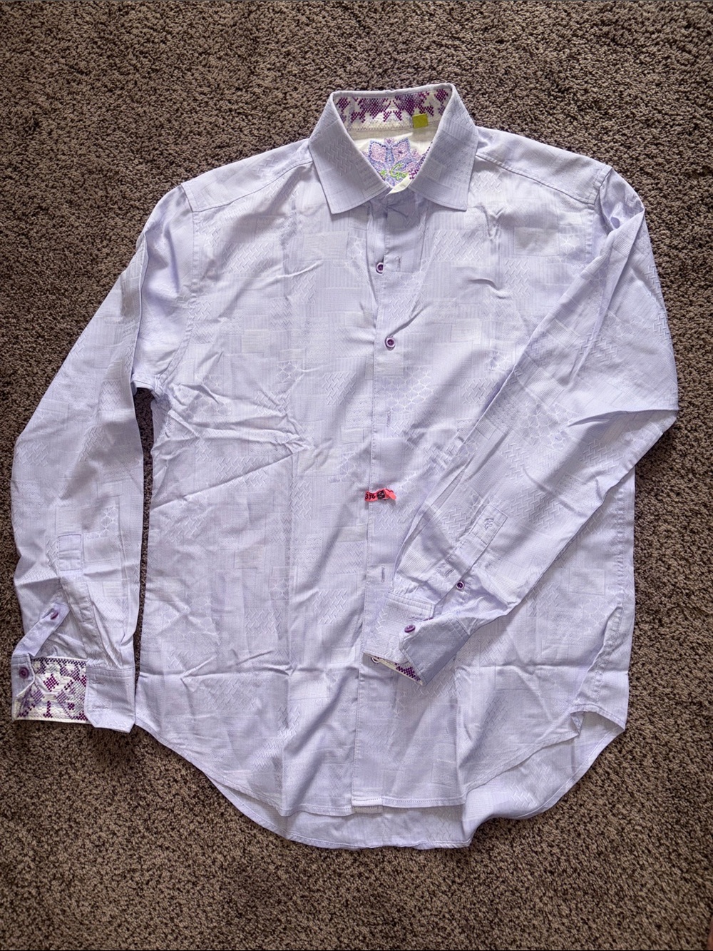 Robert Graham Lavender Dress Shirt with Purple Accent Trim